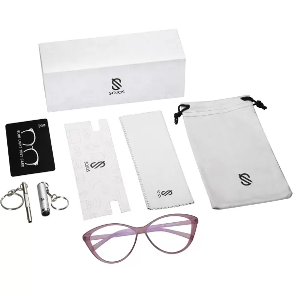 SOJOS Oversized Cateye Blue Light Blocking Glasses Women TR90 Lightweight Frame Computer Eyeglasses SJ5057 with Black FrameAntiBlue Light LensC4 Matte Crystal Purple Frame AntiBlue Light Lens