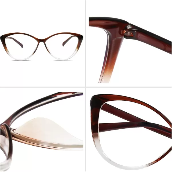 SOJOS Oversized Cateye Blue Light Blocking Glasses Women TR90 Lightweight Frame Computer Eyeglasses SJ5057 with Black FrameAntiBlue Light LensC5 Brownampcrystal Frame AntiBlue Light Lens