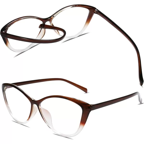 SOJOS Oversized Cateye Blue Light Blocking Glasses Women TR90 Lightweight Frame Computer Eyeglasses SJ5057 with Black FrameAntiBlue Light LensC5 Brownampcrystal Frame AntiBlue Light Lens