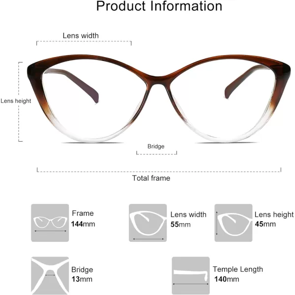 SOJOS Oversized Cateye Blue Light Blocking Glasses Women TR90 Lightweight Frame Computer Eyeglasses SJ5057 with Black FrameAntiBlue Light LensC5 Brownampcrystal Frame AntiBlue Light Lens