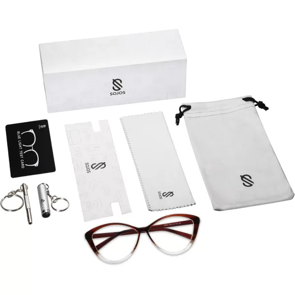 SOJOS Oversized Cateye Blue Light Blocking Glasses Women TR90 Lightweight Frame Computer Eyeglasses SJ5057 with Black FrameAntiBlue Light LensC5 Brownampcrystal Frame AntiBlue Light Lens