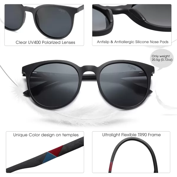 SOJOS Oversized Round Polarized Sports Sunglasses for Women Ultralight TR90 Frame Sport Womens Sun Glasses SJ2092Matte Dark BlackGrey With Black Nose Pads