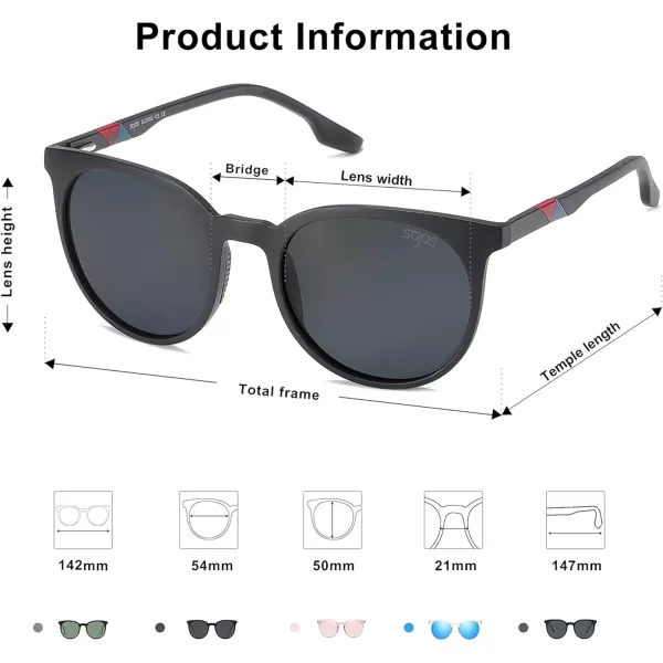 SOJOS Oversized Round Polarized Sports Sunglasses for Women Ultralight TR90 Frame Sport Womens Sun Glasses SJ2092Matte Dark BlackGrey With Black Nose Pads