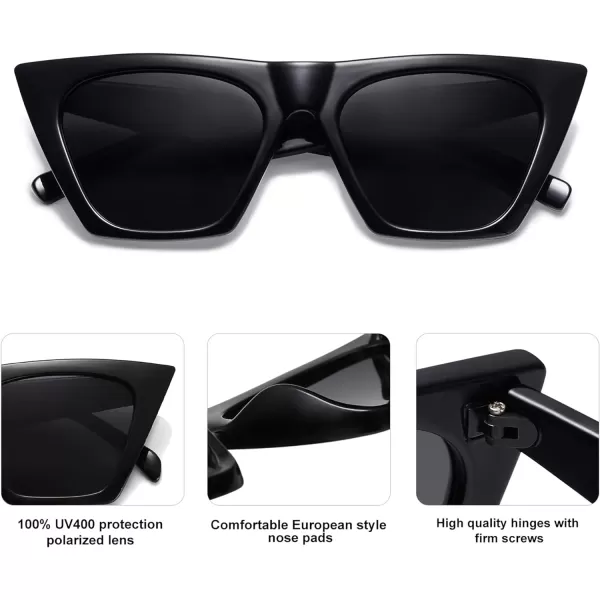 SOJOS Oversized Square Cateye Polarized Sunglasses for Women Men Big Trendy SunniesAll Black
