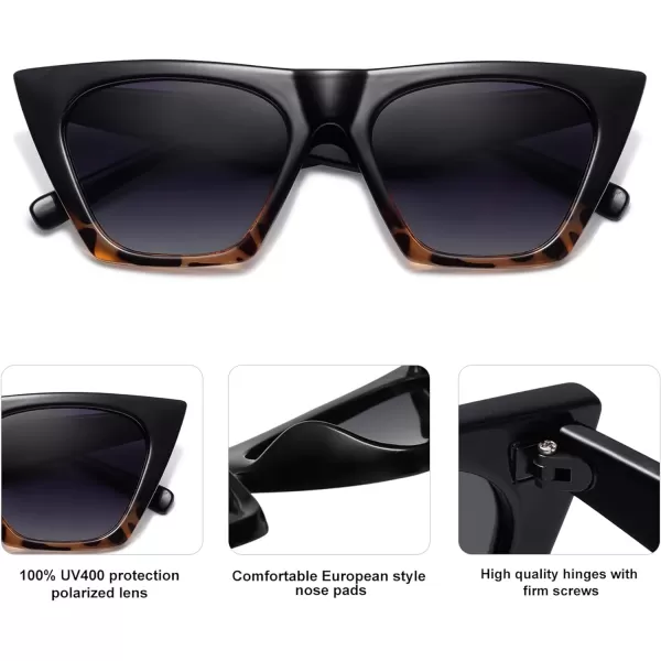 SOJOS Oversized Square Cateye Polarized Sunglasses for Women Men Big Trendy SunniesBlackamptortoiseGrey