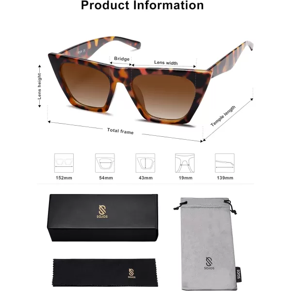 SOJOS Oversized Square Cateye Polarized Sunglasses for Women Men Big Trendy SunniesBrown TortoiseBrown