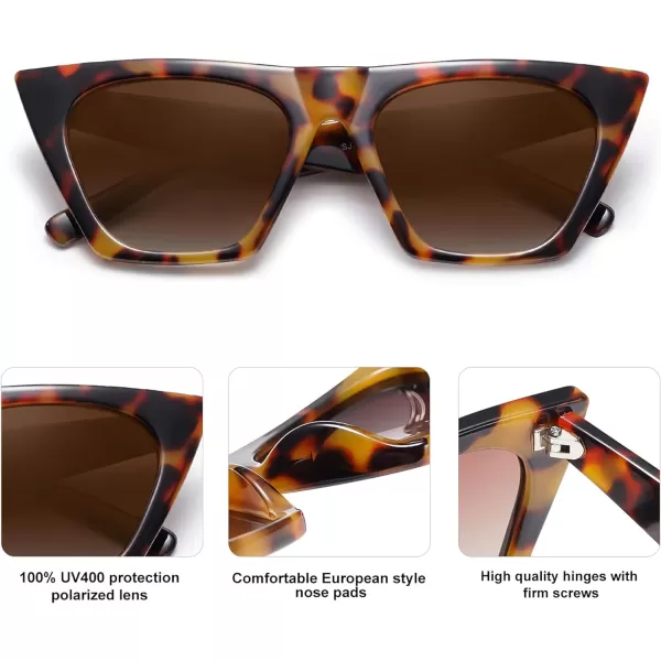 SOJOS Oversized Square Cateye Polarized Sunglasses for Women Men Big Trendy SunniesBrown TortoiseBrown