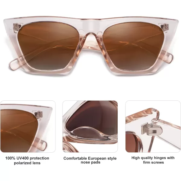 SOJOS Oversized Square Cateye Polarized Sunglasses for Women Men Big Trendy SunniesBrownBrown