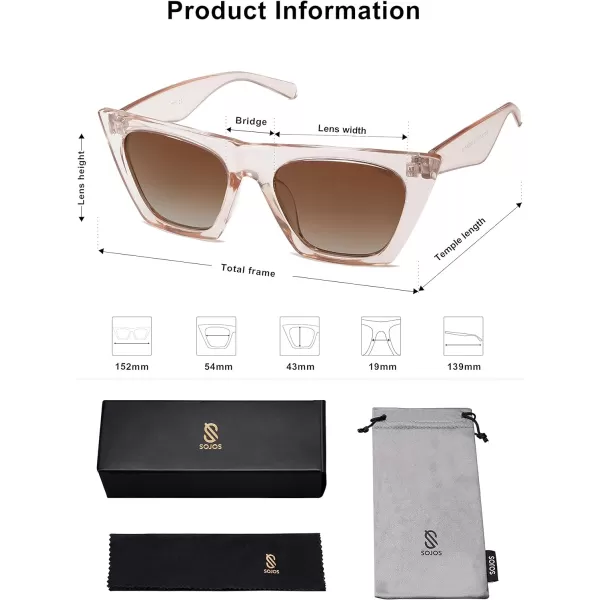 SOJOS Oversized Square Cateye Polarized Sunglasses for Women Men Big Trendy SunniesBrownBrown