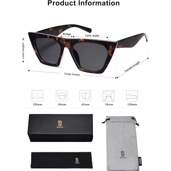 SOJOS Oversized Square Cateye Polarized Sunglasses for Women Men Big Trendy SunniesDark TortoiseGrey
