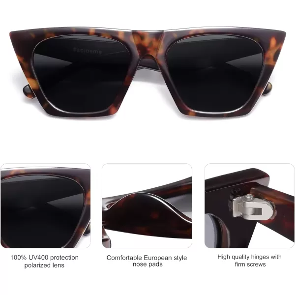 SOJOS Oversized Square Cateye Polarized Sunglasses for Women Men Big Trendy SunniesDark TortoiseGrey