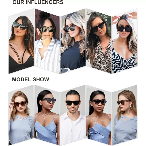 SOJOS Oversized Square Cateye Polarized Sunglasses for Women Men Big Trendy SunniesGreenGrey