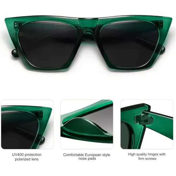 SOJOS Oversized Square Cateye Polarized Sunglasses for Women Men Big Trendy SunniesGreenGrey
