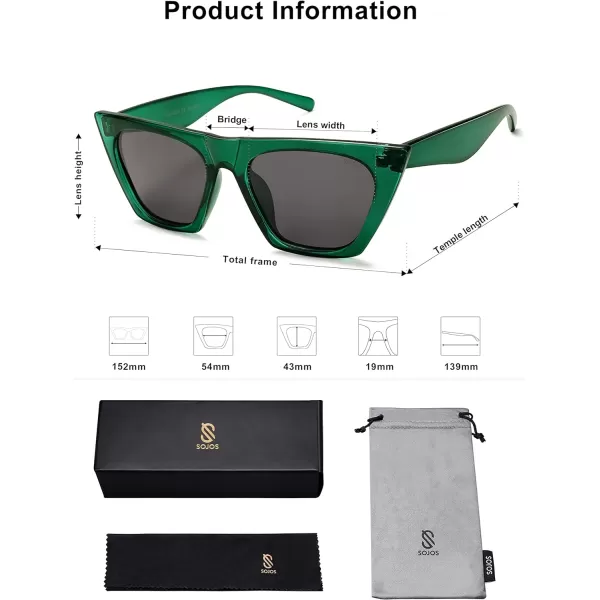SOJOS Oversized Square Cateye Polarized Sunglasses for Women Men Big Trendy SunniesGreenGrey