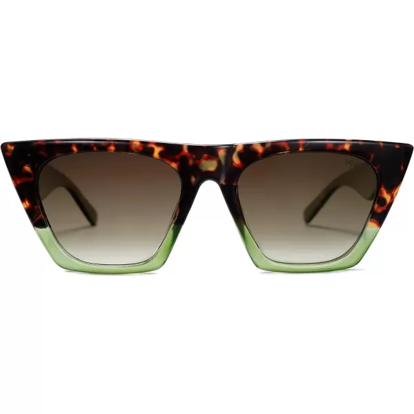 SOJOS Oversized Square Cateye Polarized Sunglasses for Women Men Big Trendy SunniesGreenamptortoiseGreen