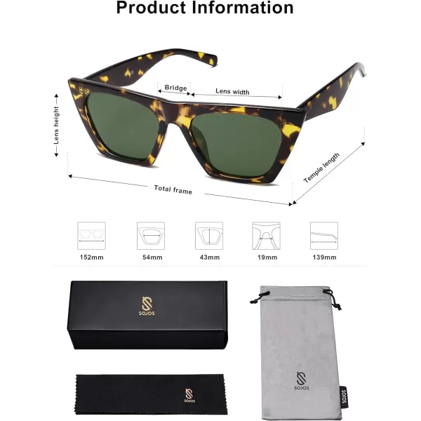 SOJOS Oversized Square Cateye Polarized Sunglasses for Women Men Big Trendy SunniesGreenish TortoiseGreen