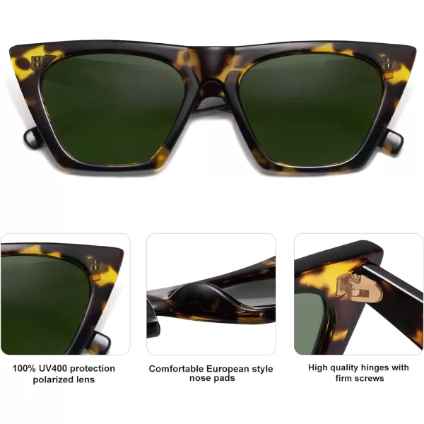 SOJOS Oversized Square Cateye Polarized Sunglasses for Women Men Big Trendy SunniesGreenish TortoiseGreen