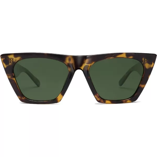 SOJOS Oversized Square Cateye Polarized Sunglasses for Women Men Big Trendy SunniesGreenish TortoiseGreen