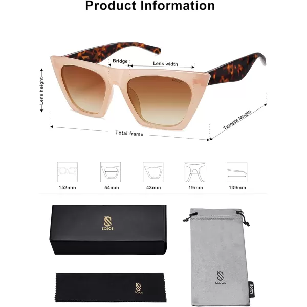 SOJOS Oversized Square Cateye Polarized Sunglasses for Women Men Big Trendy SunniesPinkBrown