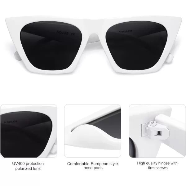 SOJOS Oversized Square Cateye Polarized Sunglasses for Women Men Big Trendy SunniesRaw WhiteGrey