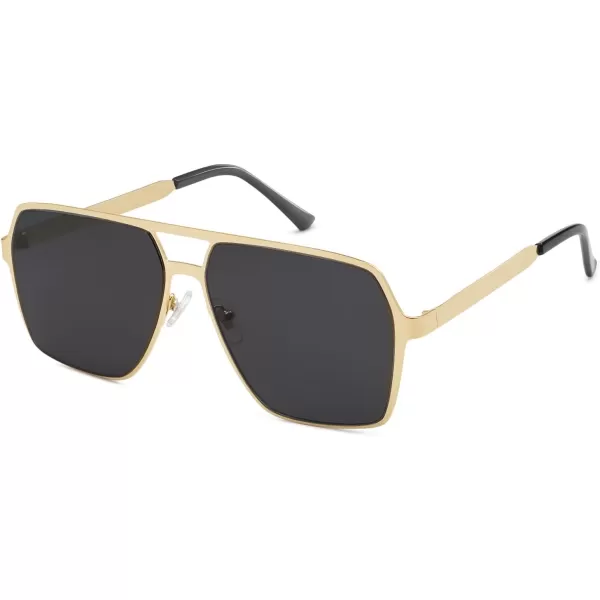 SOJOS Oversized Square Sunglasses for Women Men Retro Large Flat Mirrored Lens UV400 Shades Metal Sunnies SJ1193GoldGery