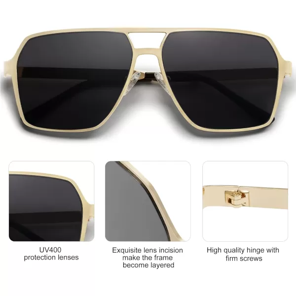 SOJOS Oversized Square Sunglasses for Women Men Retro Large Flat Mirrored Lens UV400 Shades Metal Sunnies SJ1193GoldGery