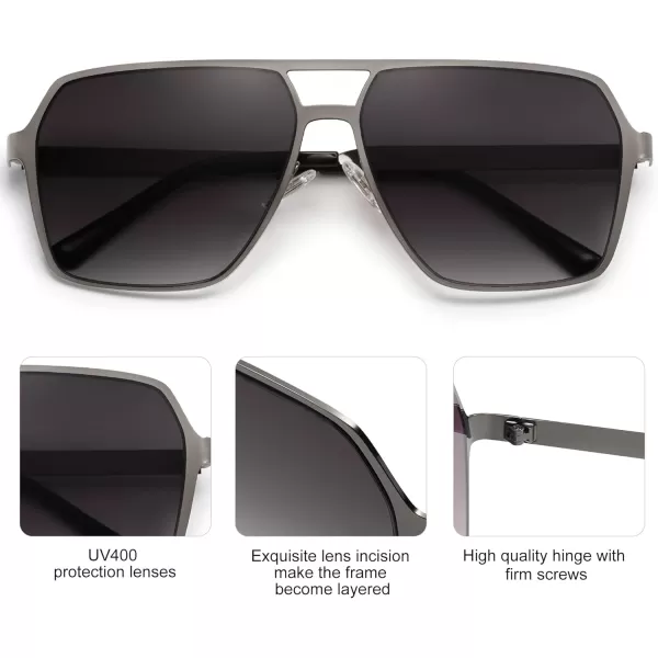 SOJOS Oversized Square Sunglasses for Women Men Retro Large Flat Mirrored Lens UV400 Shades Metal Sunnies SJ1193GunGrey Grading