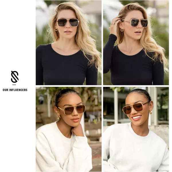 SOJOS Oversized Square Sunglasses for Women Men Retro Large Flat Mirrored Lens UV400 Shades Metal Sunnies SJ1193Matte BlackSilver Mirrored