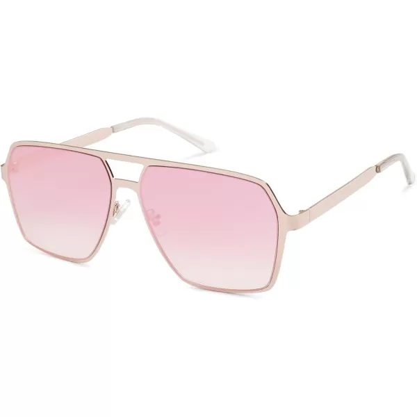 SOJOS Oversized Square Sunglasses for Women Men Retro Large Flat Mirrored Lens UV400 Shades Metal Sunnies SJ1193Rose GoldPink Mirrored