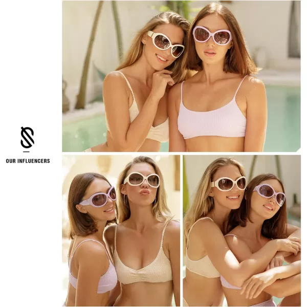 SOJOS Oversized Trendy Oval Sunglasses for Women Men Classic Wrap Around Shield Sunglasses SJ2275Beige