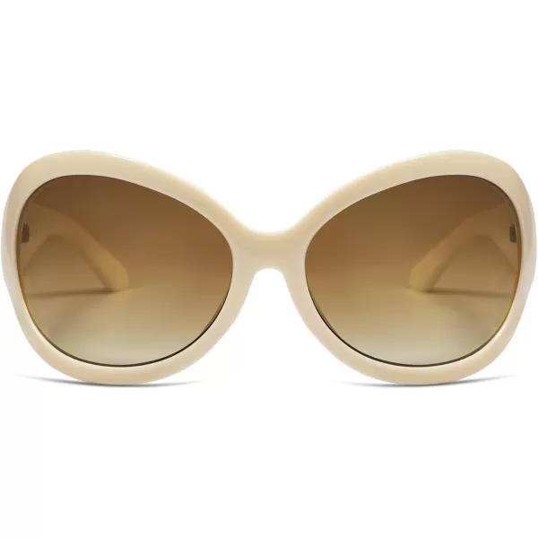 SOJOS Oversized Trendy Oval Sunglasses for Women Men Classic Wrap Around Shield Sunglasses SJ2275Beige
