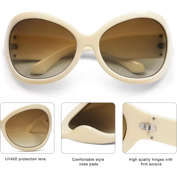 SOJOS Oversized Trendy Oval Sunglasses for Women Men Classic Wrap Around Shield Sunglasses SJ2275Beige