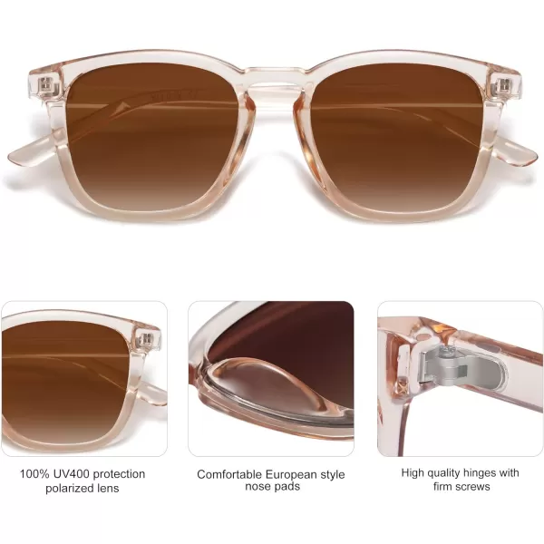 SOJOS Polarized Sunglasses for Women Men Classic Vintage Style ShadesC2 Transparent Brown FrameGradient Brown Lens