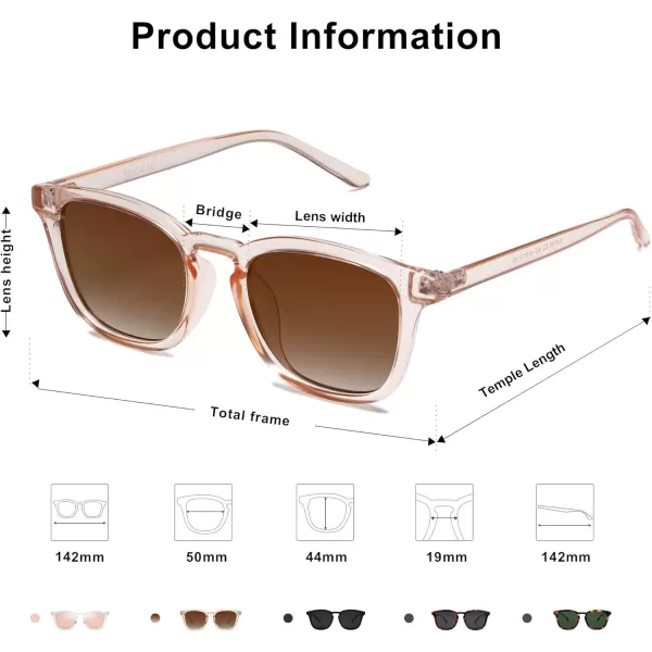 SOJOS Polarized Sunglasses for Women Men Classic Vintage Style ShadesC2 Transparent Brown FrameGradient Brown Lens