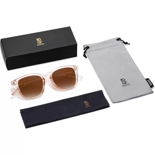 SOJOS Polarized Sunglasses for Women Men Classic Vintage Style ShadesC2 Transparent Brown FrameGradient Brown Lens