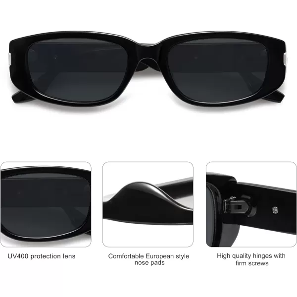 SOJOS Rectangle Sunglasses Womens Mens Retro Vintage Narrow Frame Cute Fashion Trendy Sunnies SJ2234BlackGrey
