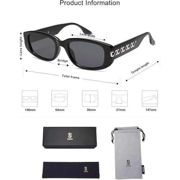 SOJOS Rectangle Sunglasses Womens Mens Retro Vintage Narrow Frame Cute Fashion Trendy Sunnies SJ2234BlackGrey