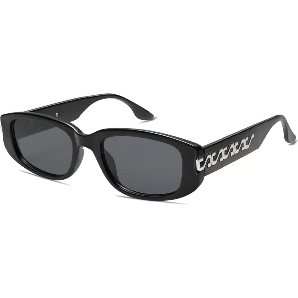 SOJOS Rectangle Sunglasses Womens Mens Retro Vintage Narrow Frame Cute Fashion Trendy Sunnies SJ2234BlackGrey