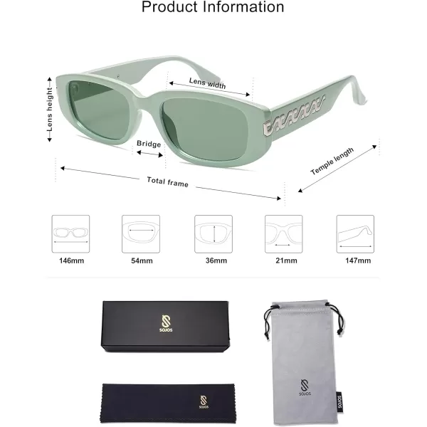 SOJOS Rectangle Sunglasses Womens Mens Retro Vintage Narrow Frame Cute Fashion Trendy Sunnies SJ2234GreenGreen