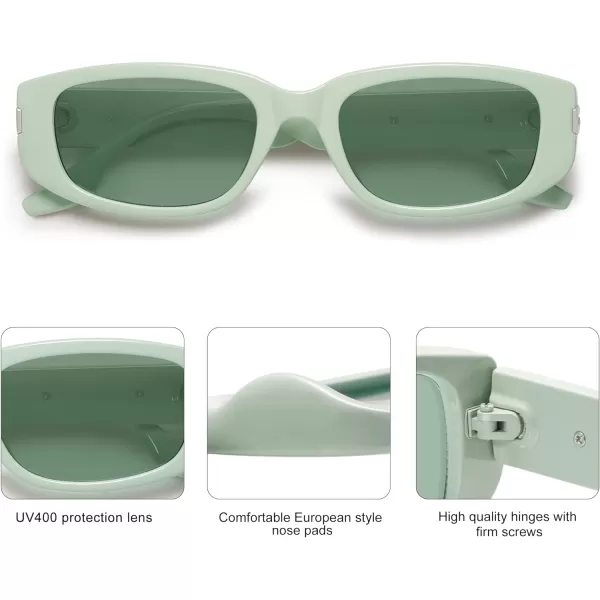 SOJOS Rectangle Sunglasses Womens Mens Retro Vintage Narrow Frame Cute Fashion Trendy Sunnies SJ2234GreenGreen