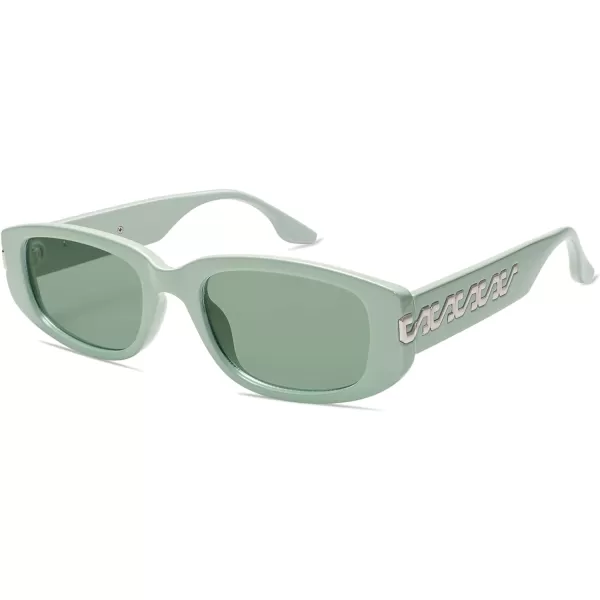 SOJOS Rectangle Sunglasses Womens Mens Retro Vintage Narrow Frame Cute Fashion Trendy Sunnies SJ2234GreenGreen