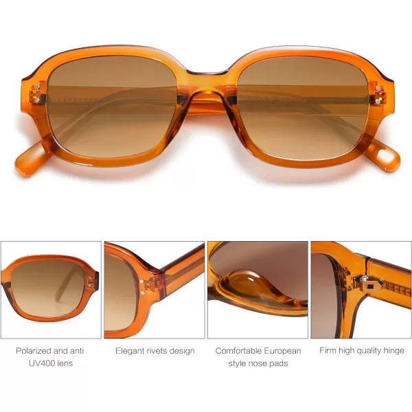 SOJOS Rectangle Sunglasses for Women Vintage Trendy Outdoor Travel Sun Glasses Square Frame SJ2218Brown Brown