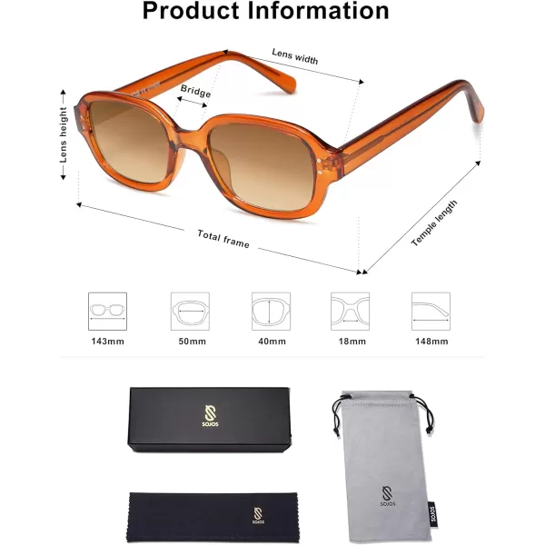 SOJOS Rectangle Sunglasses for Women Vintage Trendy Outdoor Travel Sun Glasses Square Frame SJ2218Brown Brown