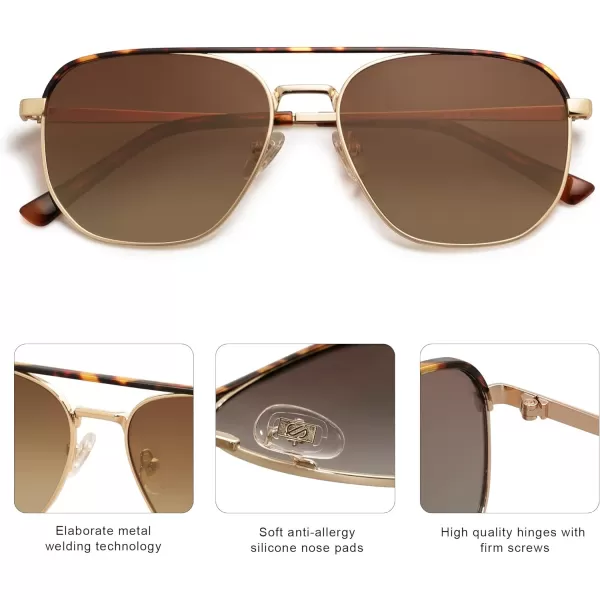 SOJOS Retro Aviator Polarized Sunglasses Womens Mens Vintage Square Shades Sun Glasses UV400 SJ1184Gold