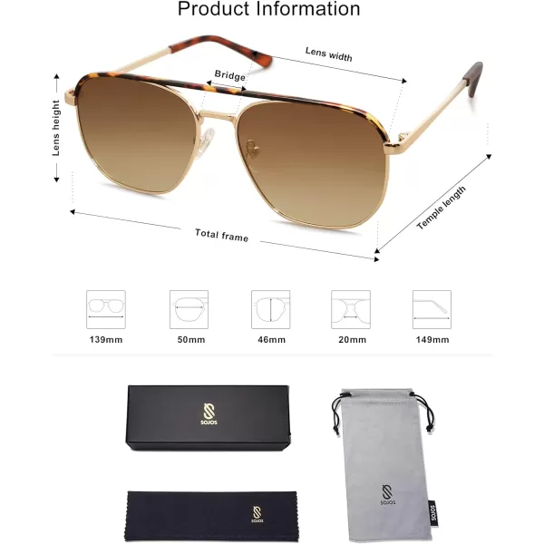 SOJOS Retro Aviator Polarized Sunglasses Womens Mens Vintage Square Shades Sun Glasses UV400 SJ1184Gold