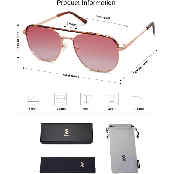 SOJOS Retro Aviator Polarized Sunglasses Womens Mens Vintage Square Shades Sun Glasses UV400 SJ1184Rose Gold