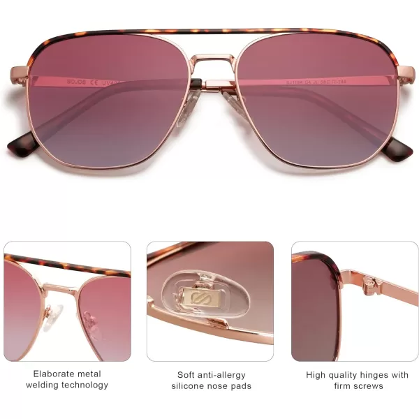 SOJOS Retro Aviator Polarized Sunglasses Womens Mens Vintage Square Shades Sun Glasses UV400 SJ1184Rose Gold