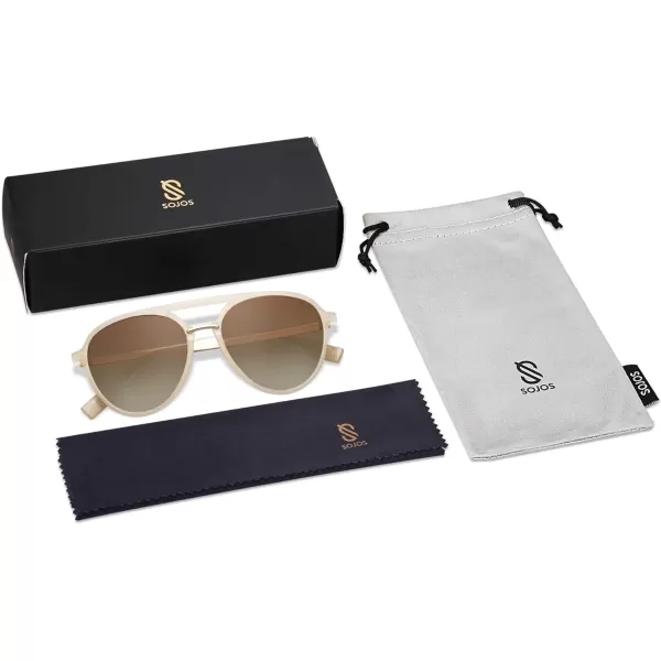 SOJOS Retro Aviator Polarized Sunglasses for Women Men Double Bridge Ladies ShadesCrystal Pink