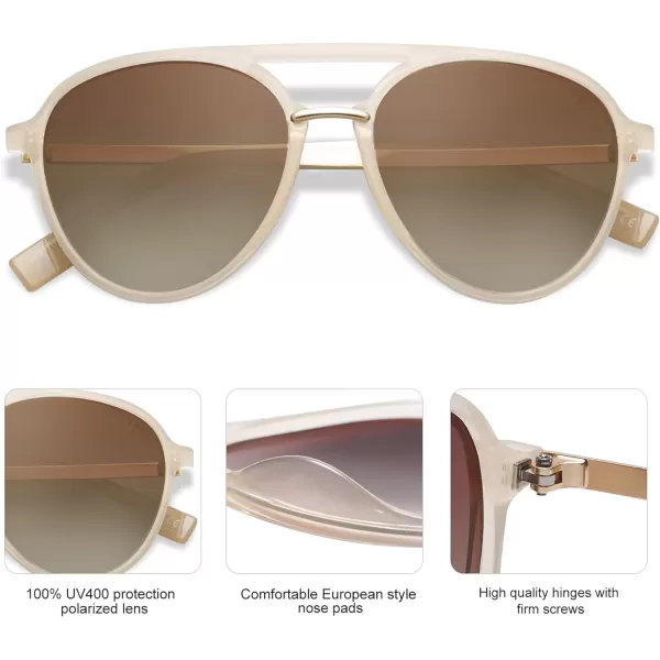 SOJOS Retro Aviator Polarized Sunglasses for Women Men Double Bridge Ladies ShadesCrystal Pink