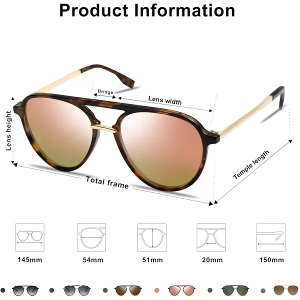 SOJOS Retro Aviator Polarized Sunglasses for Women Men Double Bridge Ladies ShadesDark Tortoise